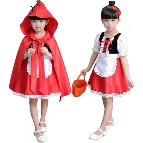 2020 Little Red Riding Hood Cosplay costume for kids dress Halloween Carnival Fantasia Party girls Fancy Dress children party