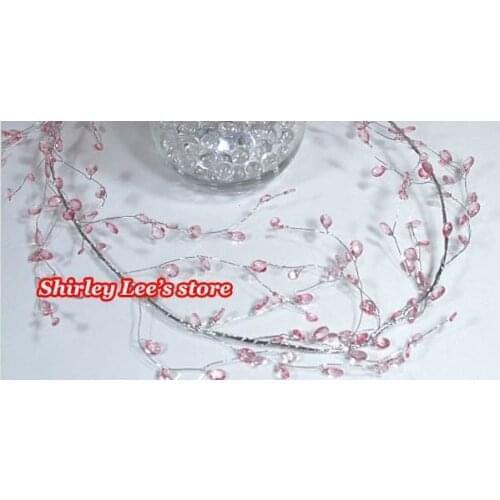 24pcs/lot) 4.5 ft Elegant Teardrop Acrylic Jewel Garland in Pink for Wedding Cake Decoration