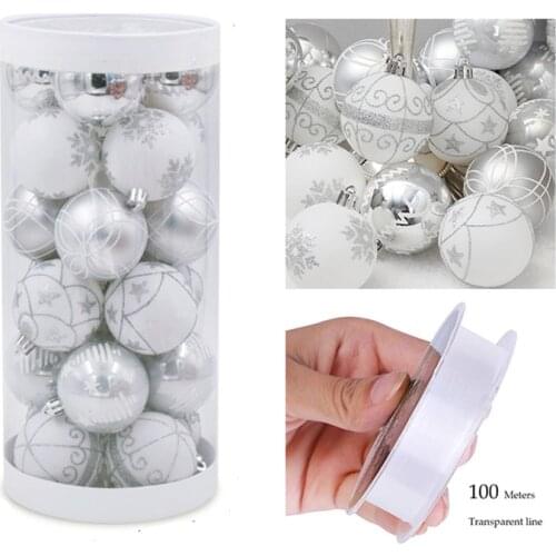 24pcs Christmas Balls 6cm Shatterproof Christmas Tree Decorations PVC Hanging Ball Bauble for New Year Xmas Party Home Decor