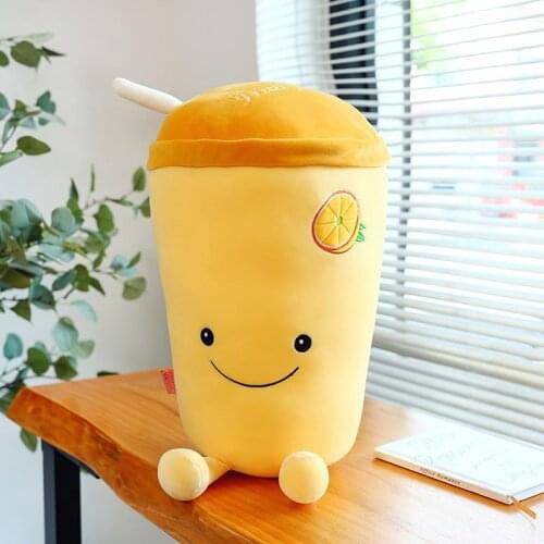 25cm/50cm Fruit Bubble Tea Cup Plush Toys Grapes Orange Stuffed Pillow Home Decor NSV775