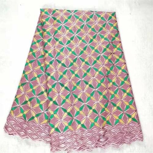 5Yards Swiss Voile Lace Fabric 2020 Latest Brocade Fabric Embroidery African Wedding 100% Cotton Popular Dubai Style for dress
