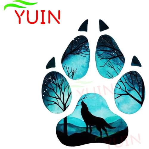 Creative Wolf Footprint Car Sticker Personality Decal Laptop Motorcycles PVC Auto Accessories Decoration Decals 15*13cm
