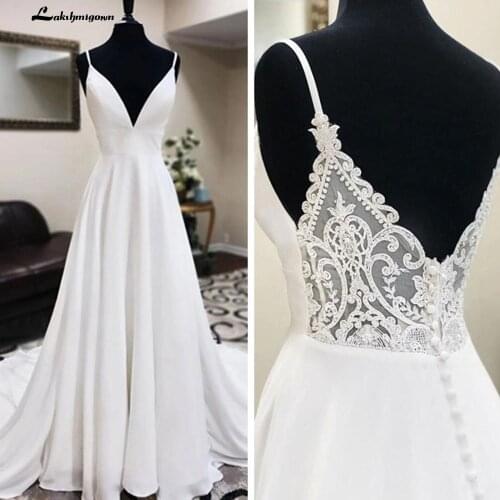 Spaghetti White Sexy Wedding Dress A Line Engagement Dress Boho Wedding Gowns dress princess white Robe de mariee