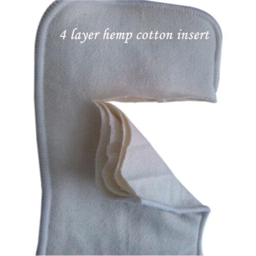 Free Shipping 4 Layer Organic Hemp Cotton Insert for New Born baby Cloth Diaper nappy, 55% hemp, 45% organic 10pcs/lot 11.5X26cm