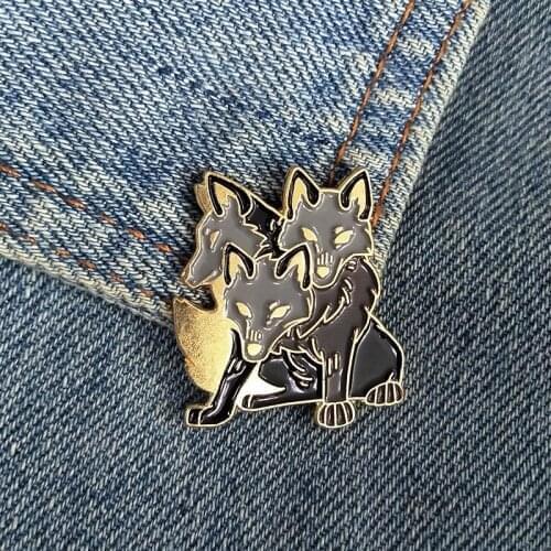 3-Headed Dogs Cartoon Lapel Pins Brooch Metal Badge Vintage Classics Fashion Retro Jewelry Gifts Collection