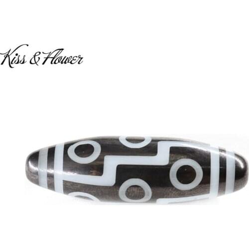 KISS&FLOWER LB24 12*40mm Natural Stone Jewelry DIY Making Accessories Bracelet Necklace Oval Black White Eye Loose Spacer Beads