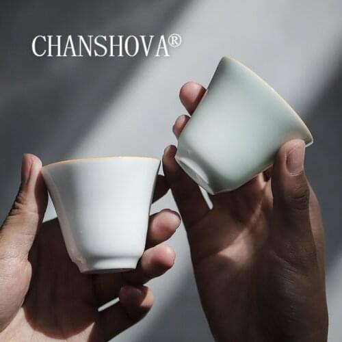 CHANSHOVA 50ml Traditional Chinese style Handmade Solid color tea cup China Thin porcelain small ceramic cups tea set H474