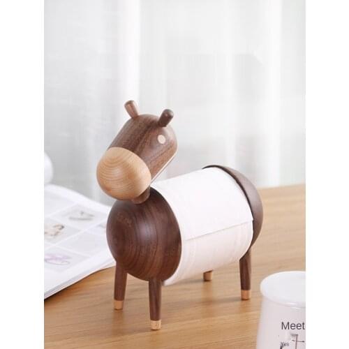 GY Solid Wood Tissue Holder Dining Table Kitchen Paper Punch-Free Creative Vertical Tissue Box Roll Stand Toilet Tissue Box