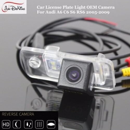 JanDeNing HD CCD Car Rear View Parking/ CCD Reverse Camera/License Plate Light OEM Waterproof For Audi A6 C6 S6 RS6 2005-2009