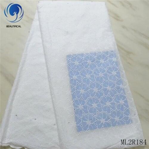 BEAUTIFICAL african lace fabric for dress white cotton dry lace fabric Hot sale nigerian voile lace 5yards/lot ML2R184