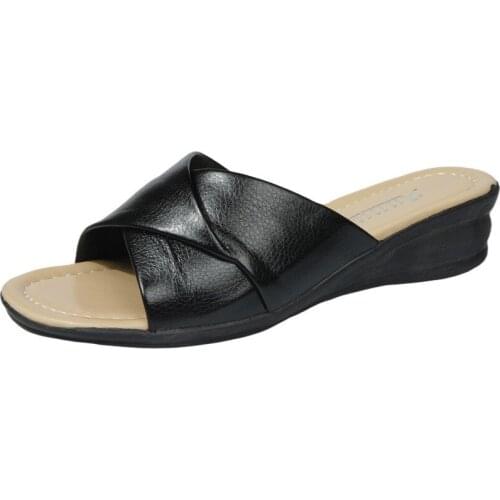 Summer Outdoor Womens Wedges Slippers Slip-On Shoes Woman Flat Peep Toe Breathable Soft Platform Leather Sandals Platform Shoes