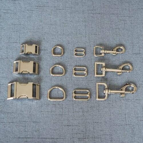20 Sets 15mm 20mm 25mm Silver Webbing Metal D Ring Sider Belt Buckle Snap Clip Hook For Pet Dog Collar Lobster Clasp Accessory