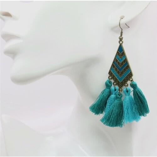 Fashion Sky Blue Retro Fringe Long Earrings Simple National Style Irregular Pendant Women Earrings Party Gift Accessories M367