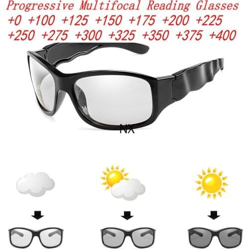 Outdoor Photochromic Bifocal Reading Glasses Progressive Multifocal Near Far Presbyopic Glasses Men Sport Driving Sunglasses NX