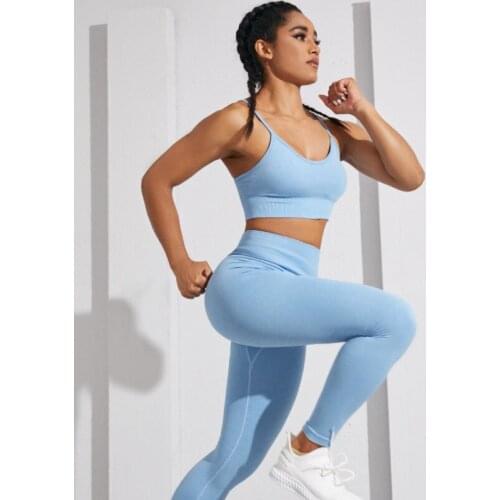 2021 New European And American Hot Style Sports Yoga WearTwo-piece Bra And Trousers Running Fitness Moisture Wicking