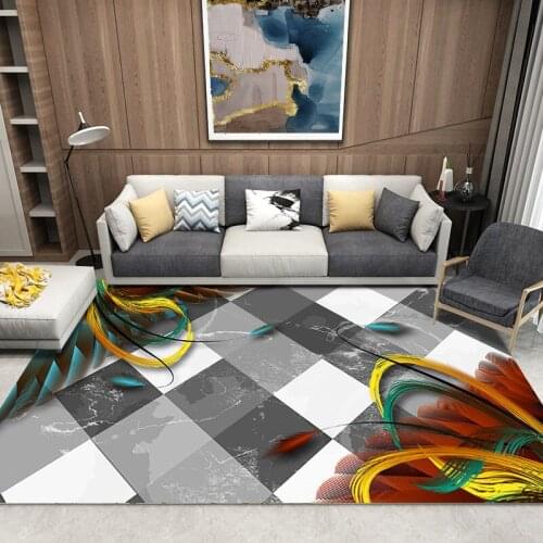 New Hot Sale Nordic style Soft Carpets For Living Room Bedroom Delicate Carpet Home Area Rugs Fashion Feather Print Rug Doormat