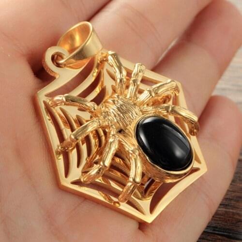 Spider Necklace Pendant W Chain STainless Steel Jewelry Halloween Party Decor Gifts for Men Women Kids Girls Her