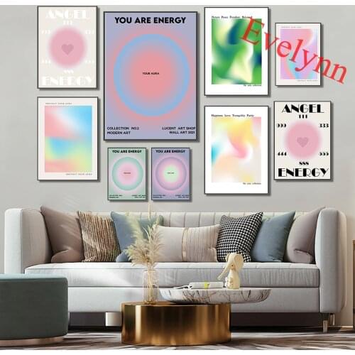 Angel Energy Aura Poster, Spiritual Art, Modern Wall Art,Minimalist Print,Protect Your Aura-Gradient,Ethereal,Home Decor Canvas