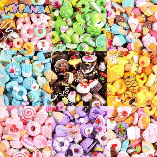 10pcs Diy Resin Charms Slime Supplies Additions Decor For Slimes All Filler Cute Cake Fruits Candy Phone Case Accessories Kits