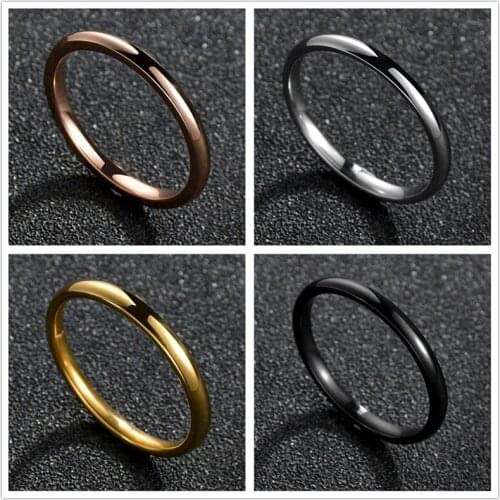High Polished Superfine Small Thin Women Ring Stainless Steel Wedding Finger Rings for Men Lovers Couple Jewelry Not Fade
