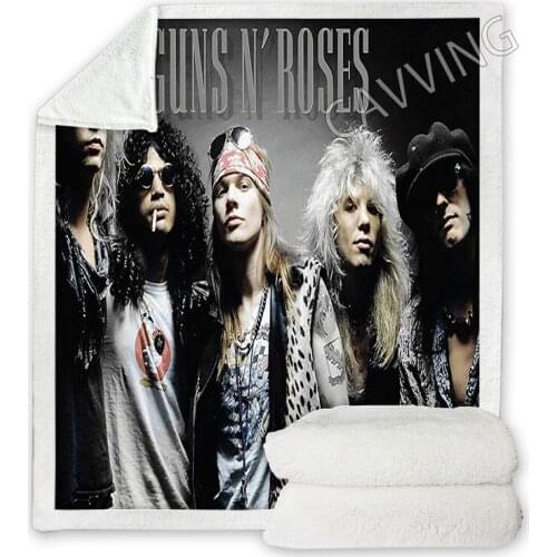 Guns N Roses Band 3D Printed Sherpa Blanket Rectangle Blanket Home Textiles Fleece Wearable Blanket Throw Blanket for Sofa