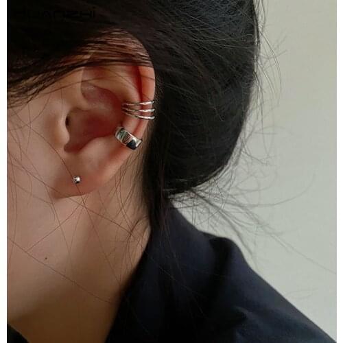 HUANZHI 2020 New Gold Silver Color Simple Hollow Metal Line Geometric Circle No Piercing Ear Clip Earrings for Women Jewelry