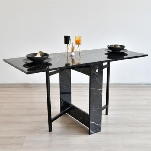Butterfly Folding Wooden Table Marble Black