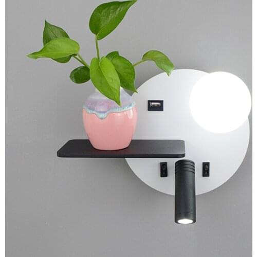 Led Indoor Wall Lamp Home Interior Reading Light Hotel Heaboard Led Light Wall USB Lighting Modern Wall Sconce Switch Luminaire