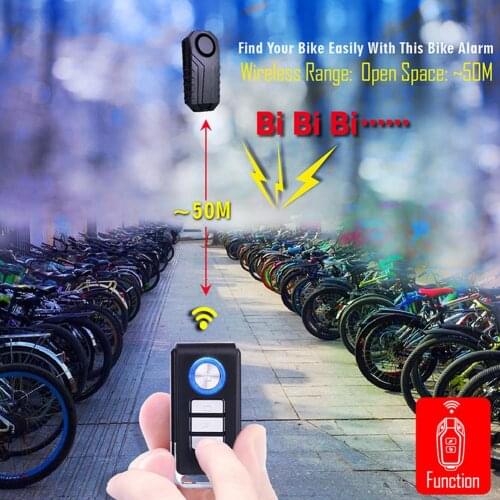 20m Control Range Remote Bike Alarm Adjusting Touch Sensitivity Waterproof Remote Bike Alarm With Mount Vehicle Search Function