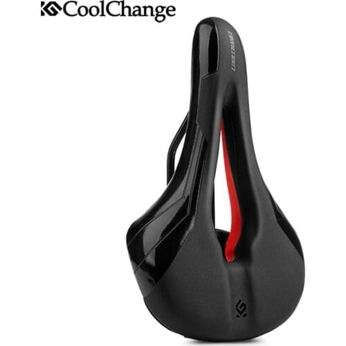 CoolChange Bicycle Saddle Taillight MTB Mountain Road Bike Waterproof Leather High-Elastic Cushion Soft Cycling Saddle Men Women