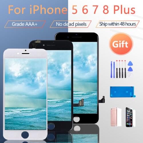 AAA LCD Display For iPhone 5 5C 5S SE Touch Screen Replacement For iPhone 6 7 8 6S Plus No Dead Pixel+Tempered Glass+Tools+TPU