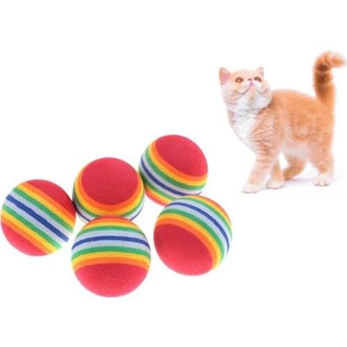 1/5/9 Pcs Rainbow Ball Cat Toy Ball Interactive Cat Toys Play Chewing Rattle Scratch Natural EVA Ball Training Pet Supplies