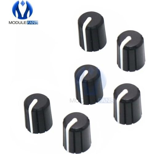 10pcs Soft Hard Rubber Half Shaft Potentiometer Knob Cap D-axis Cap Plastic Type D For KY-040 Module Diy Electronic 6mm Black