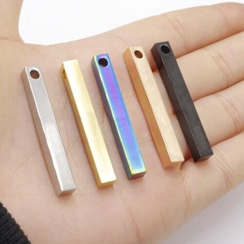 100% Stainless Steel Blank Bar Pendant 5x40mm Metal Rectangle Plate Pendant Mirror Polished Wholesale 10pcs