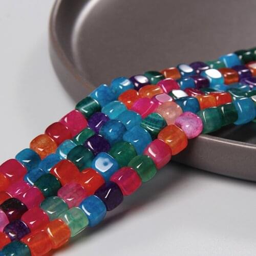 15inch 6-8mm Colorful Square Agat Beads Natural Stone Loose Stone Beads For Jewelry Making DIY Making Bracelet Beeadtales Gifts