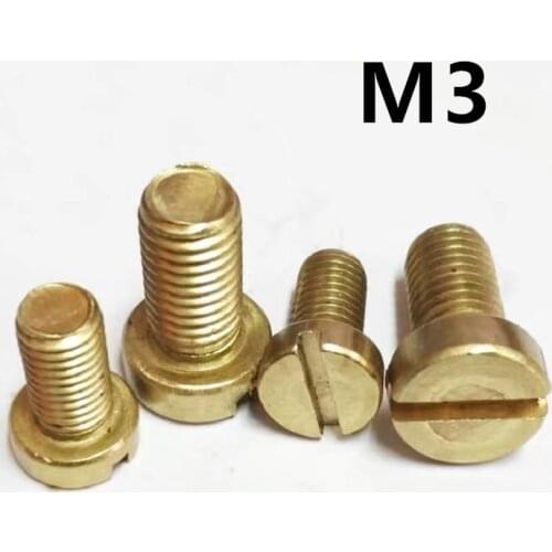 200PCS M3x4/5/6/8/10/12/16/20mm GB65 DIN84 Brass cheese head slotted screw copper machine screws