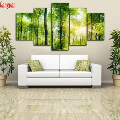 5pcs,5d diy diamond embroidery sunrise tree Landscape,Cross Stitch diamond painting,diamond mosaic picture of rhinestones decor