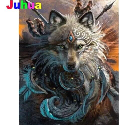 Indian wolf 5d diy diamond painting mosaic cross stitch full drill animal diamond embroidery gift home decor drop shipping