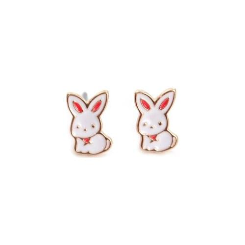 Free shipping 10 pair/lot fashion jewelry accessories mini size cute enamel rabbit earrings for women