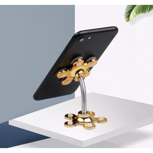 Free DHL Sucker Stand for Cell Phone 360 degree Rotatable Metal Flower Magic Suction Cup Mobile Phone Holder Car Bracket Mount