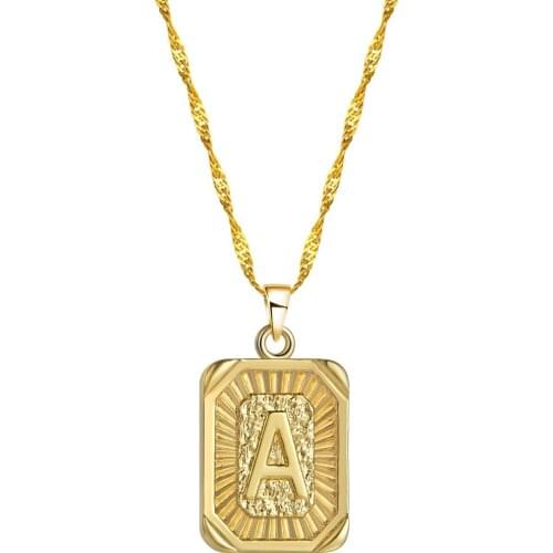 Initial letter Pendant a b c Charm Gold Necklace for Women Men Cuban Link Chain mens hip hop jewelry