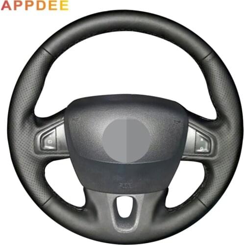 Handsewing Black Artificial Leather Steering Wheel Covers for Renault Fluence Fluence ZE 2009-2016 Megane 2009-2014 Scenic 2010