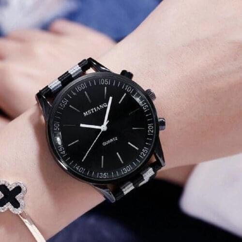 Black White Mens Watches Canvas Watch Women Personality trends students watches lovers jellies Woman Fashion Clock WristWatch