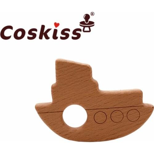 Coskiss Beech Wooden Toys DIY Crafts Baby Teether For Making Rattles Steamship Educational Toy Wooden Teether For New Born Teeth
