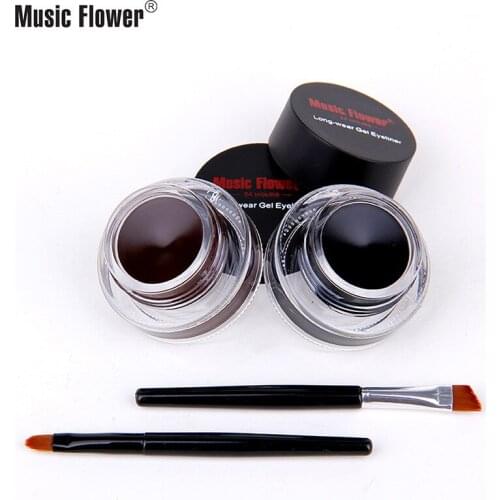 Two-color Eyebrow Cream And Eyeliner Double-effect In One With 2pcs Brush No Makeup No Smudging Liquid Eyeliner Eye Makeup TSLM1