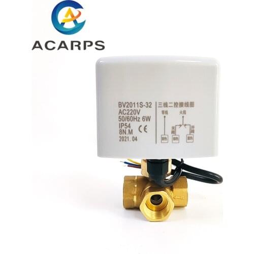 1/2" 3/4" 1" 1-1/4" 1-1/2" Brass Electric Ball Valve Three Wire System Two Control Three Way AC220V DC24V DC12V