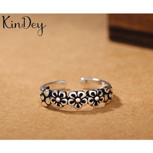 Kindey New Trendy Silver Color Plum Flower Rings For Women Wedding Men Jewelry Finger Rings Wholesale