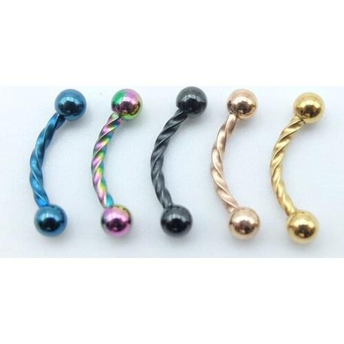 5-Color Eyebrow Ring Stainless Steel Spherical Eyebrow Nail Bar Ring Barbell Piercing Body Piercing Jewelry