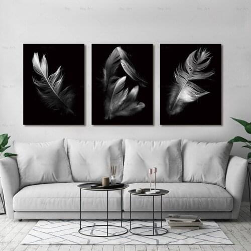 3Pieces 5D Diamond Painting Full Square Round Drill Diy Nordic Black White Feather Mosaic Embroidery Boy Room DecorationZP-4032