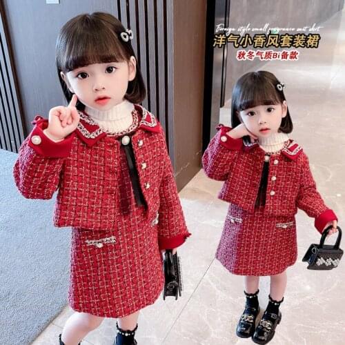 2021 Top Fashion Baby Girl Spring Autumn Winter Clothing Set Elegant Jacket+dress, Kids Children Princess Birthday 2pcs Clothes